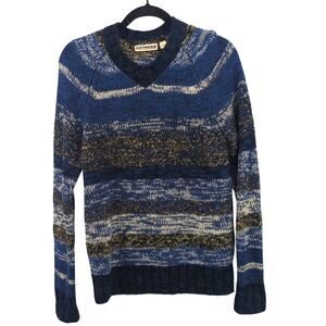 VTG Express Sweater Womens Small Blue Fisherman Wool Heritage Knit Retro Y2K